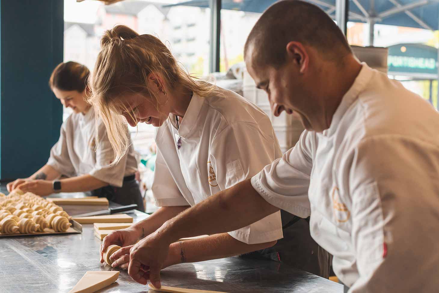 Bakers preparing Croissants